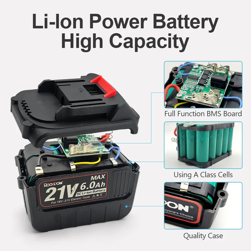 Power Tool Battery Rechargeable Li-lon 6.0Ah 4.0Ah 2.0Ah For Makita 18V 21V Power Tools Replacement