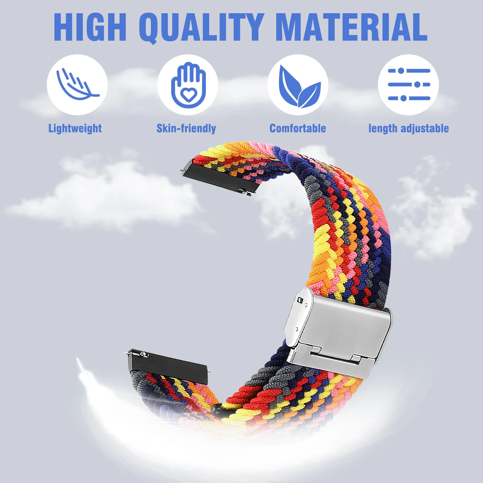 Nylon Braided Solo Loop Strap for Smartwatches - 20mm/22mm Band