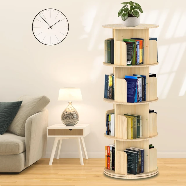 Aheaplus Rotating Bookshelf, Small Corner Bookshelf for Small Space, 360  Display 4 Tier Floor Standing Bookcase Storage Rack - AliExpress