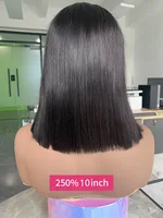 Cheveux bruts vietnamiens 250 densité 100 cheveux humains dentelle frontale perruques droite naturel noir 13x6 Bob perruque dentelle avant perruques de cheveux humains 3