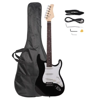 Rosewood Fingerboard Electric Guitar Black / White 1