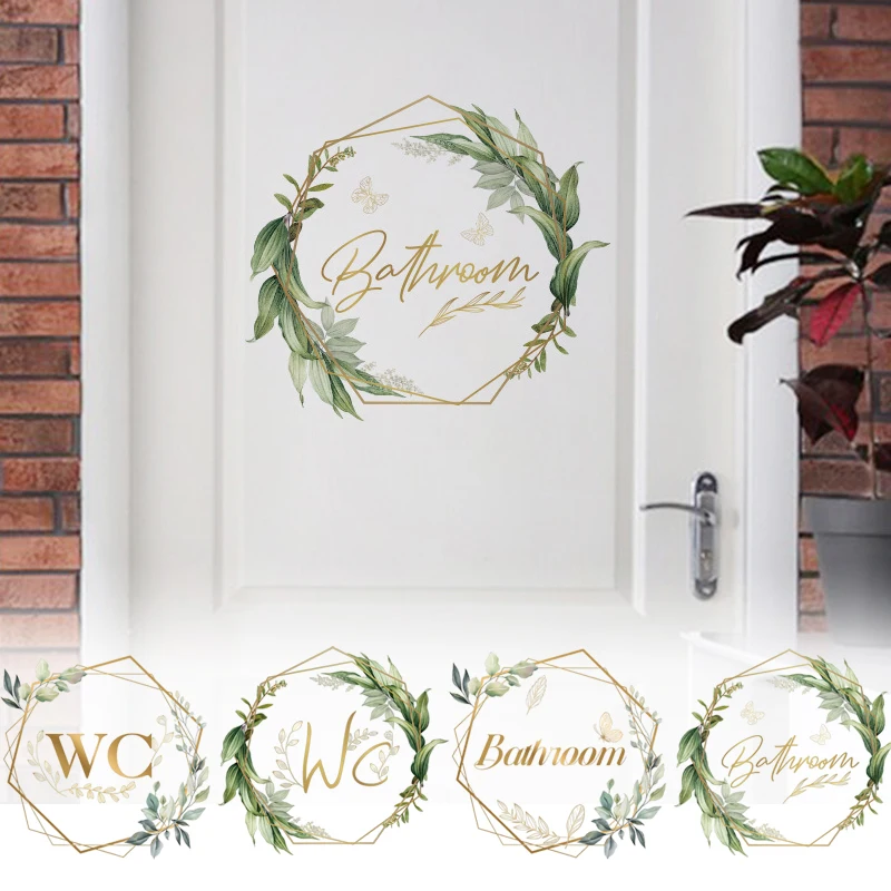Door wallpaper stickers Bathroom toilet doors wall door sticker WC room decor home decorations accessories