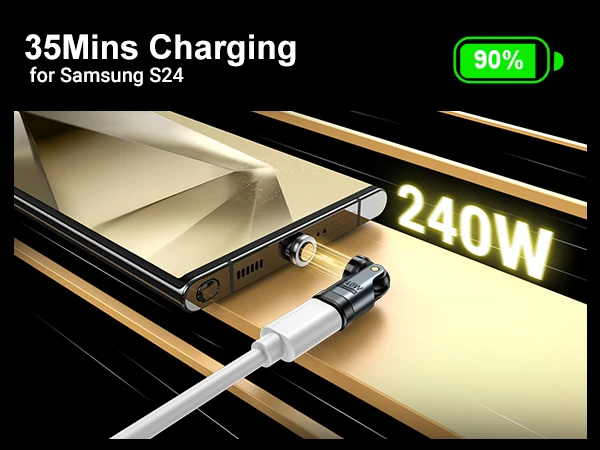 AUFU 240W Magnetic Type-c OTG Adapter 9Pin USB C to Type C 5A Fast Charging USB C Female OTG Converter for iPhon Macbook Samsung