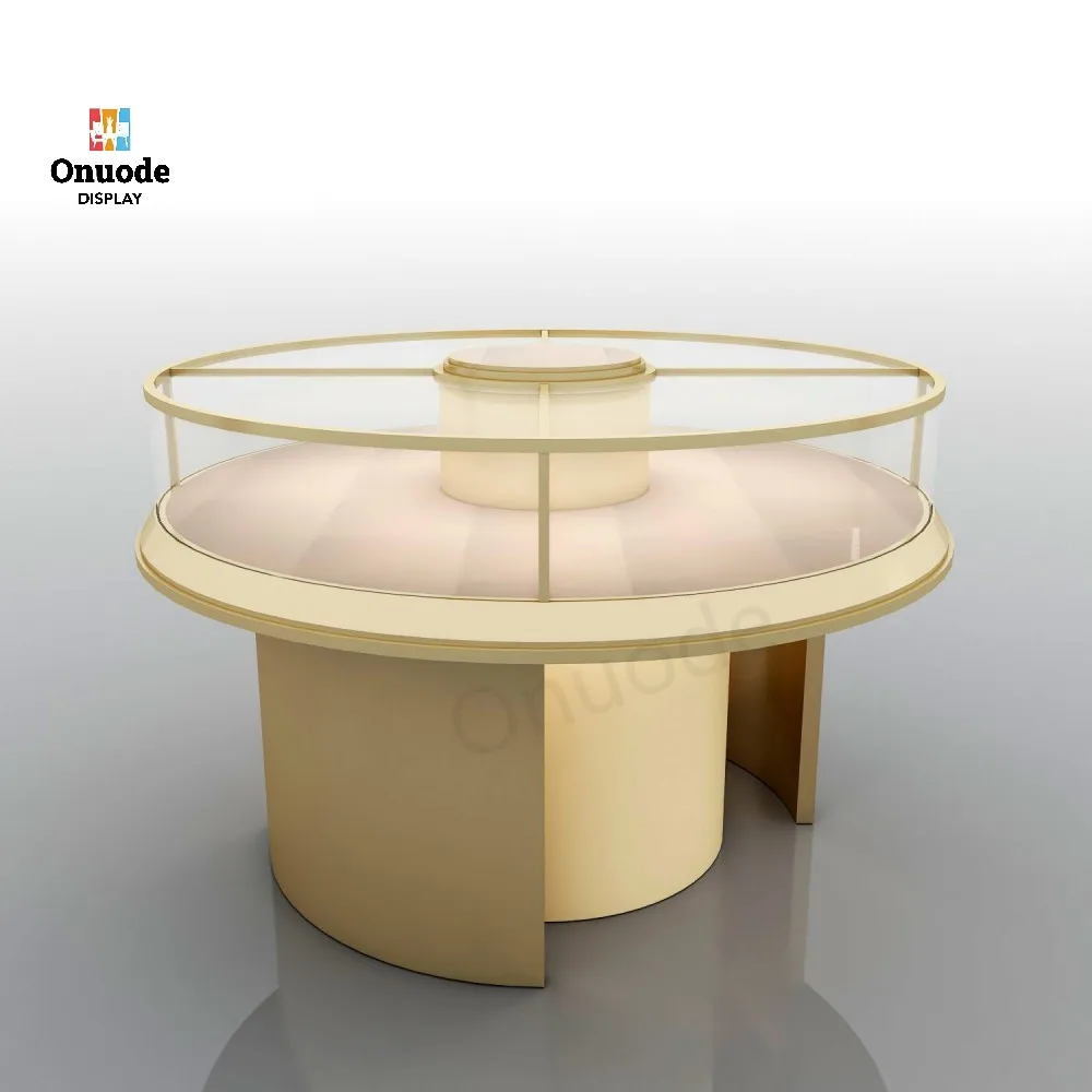 맞춤형 원형 유리 쇼케이스 카운터, 쇼핑몰 및 보석 매장 진열을 위한 모던 럭셔리 주얼리 디스플레이 테이블