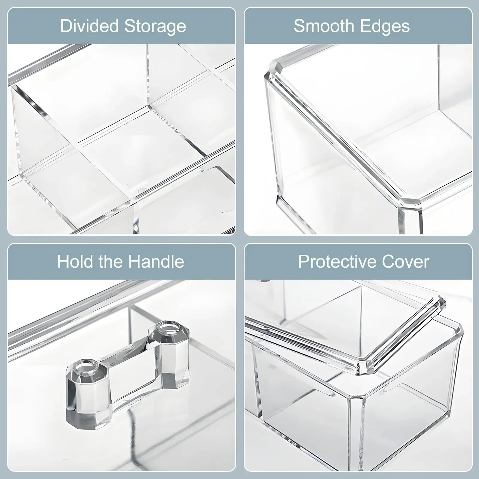 Qtip Holder, Cotton Swab and Ball Dispenser 2 Layer with Lid Clear Acrylic Bathroom Canisters Cotton Pad Organizer Bathroom 6