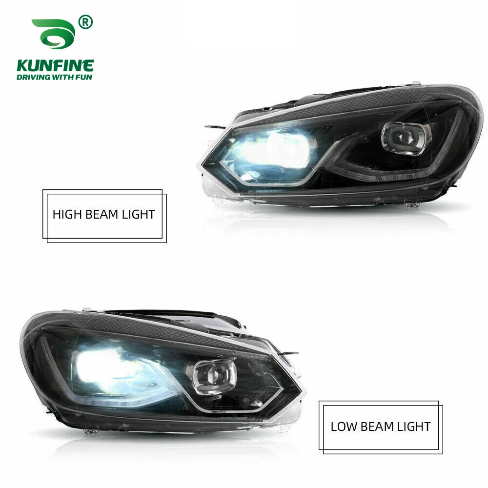 차량용 페어 헤드라이트 어셈블리, VW Golf6 MK6 2010-2014 튜닝 헤드라이트 램프 부품, 주간 주행등 Bi Xenon 프로젝터 렌즈