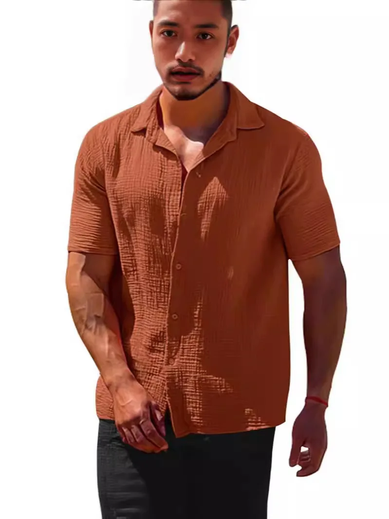 Summer Short Sleeve Button Loose Breathable Men Casual Shirt casual short sleeved shirt,short sleeved shirt,button down shirt