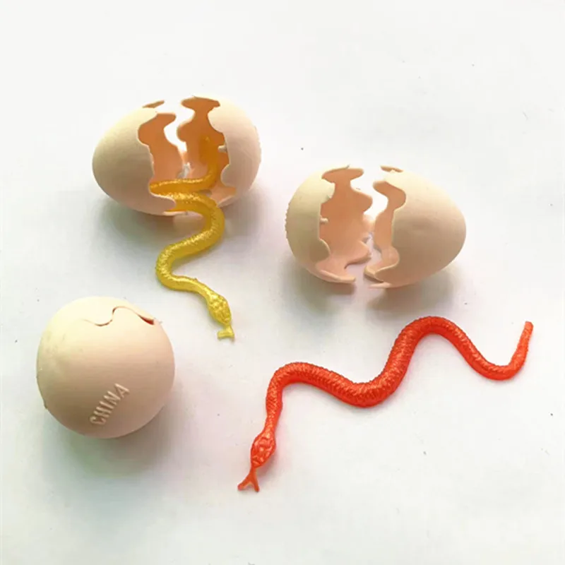 Snake Egg Toys Kids Halloween April Fools Day Small Toys Stretchable TPR Soft Snake Inside The Egg Kids Fun Scare Toy 10Pcs