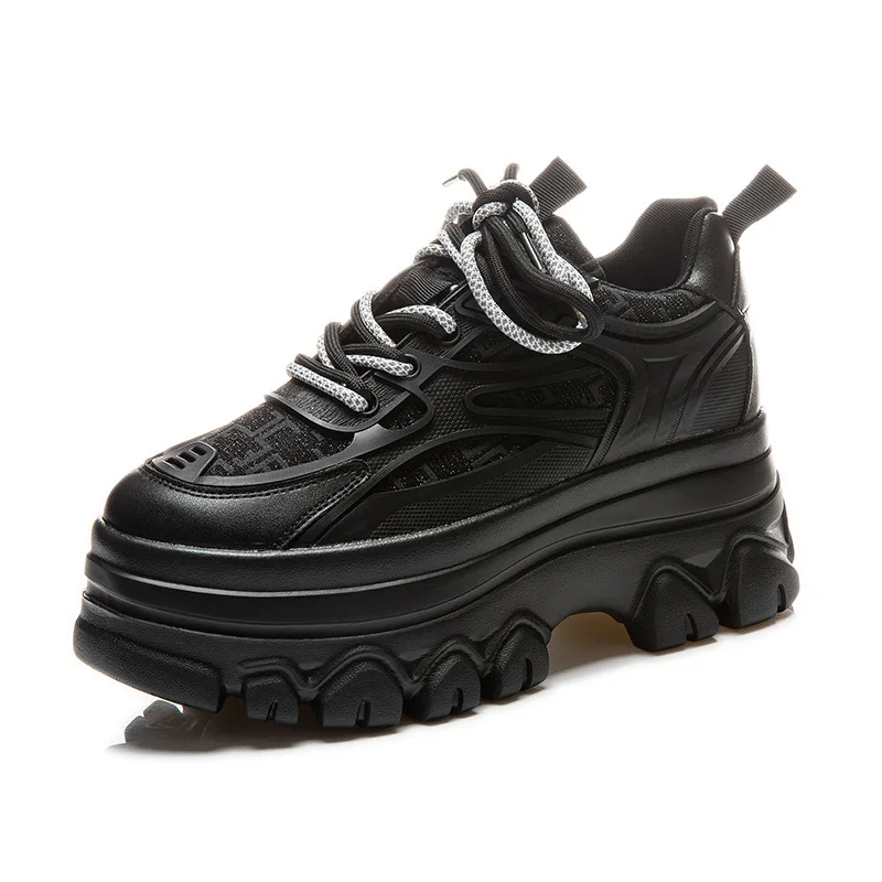 Thick soled dad shoes 2023 Spring New Versatile Casual Inner Heightenin Women's Shoes Genuine Leather Fried Street Cake Shoes