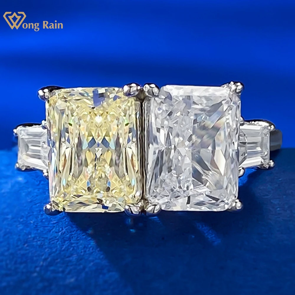 

Wong Rain 100% 925 Sterling Silver Radiant Cut 6*8 MM Lab Citrine Sapphire Gemstone Ring for Women Engagement Jewelry Wholesale