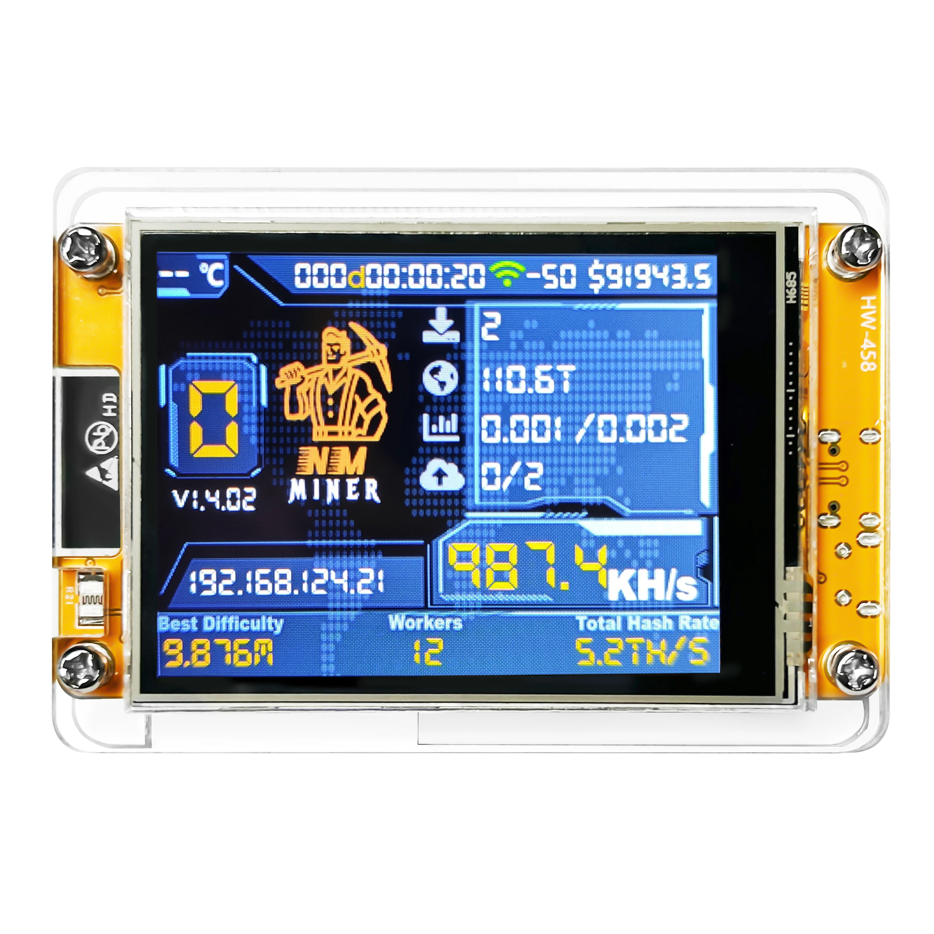 Bitcoin Miner Bitcoin Lucky Miner NerdMiner V2 NMMiner Hashrate 980KH/s ESP32 2.8 inch Smart Display Crypto Solo Lottery ESP32-2432S028R WROOM