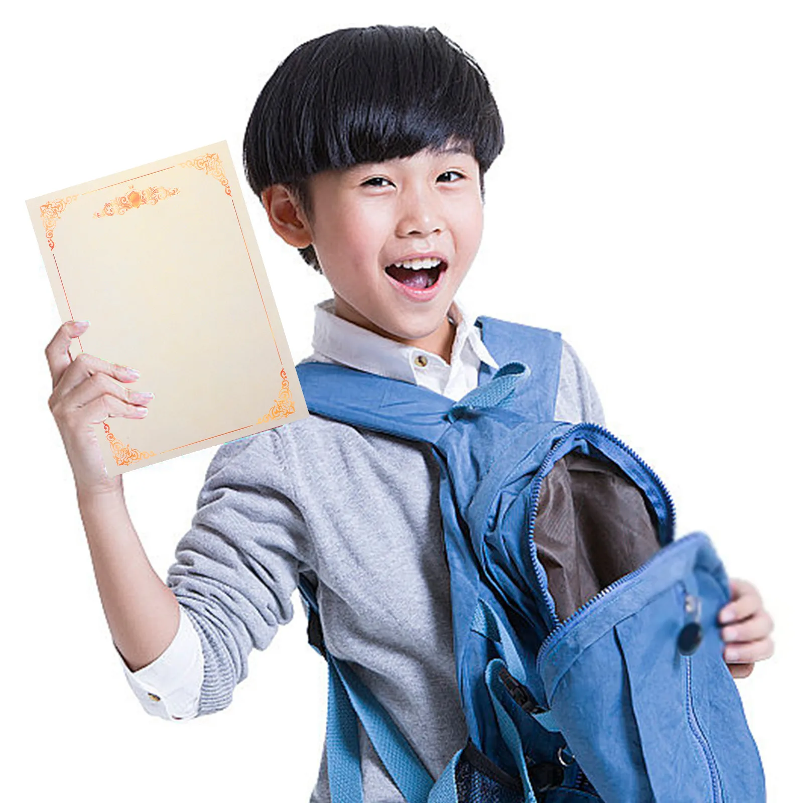 100매 인쇄 가능한 증서용지 - 양면 오프셋 무지 상장 용지 (학교 학위증, 졸업 증서용)