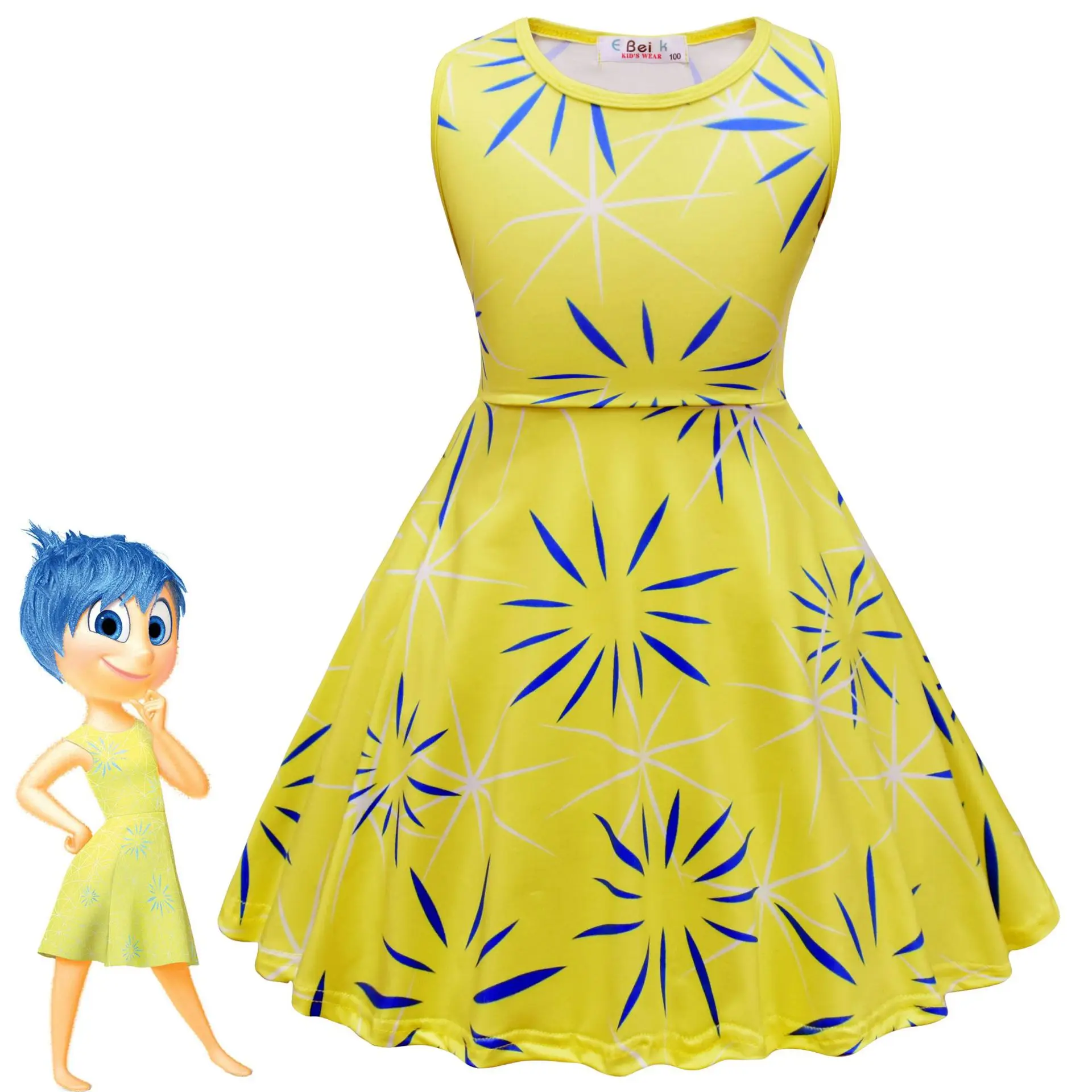 Anime Inside Out Joy Inspired Skater Dress Joy Cosplay Dress Baby Girls Birthday Costume Inside Out Disgust Inspir Summer