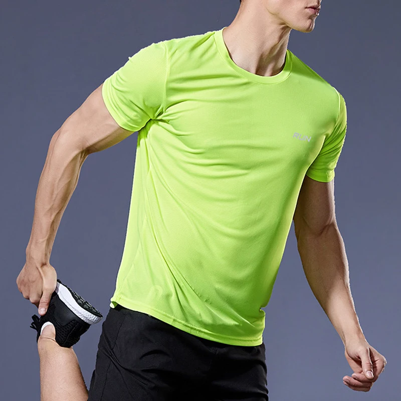 Sport Gym t Shirt Men Quick Dry Running Bodybuilding Shirts Short Sleeve...