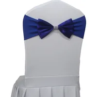 10pcs/50pcs Wedding Satin Chair Sash Elastic Stretch Spandex Chair Bow Band for Banquet Hotel Birthday Party Chairs Decoration 6
