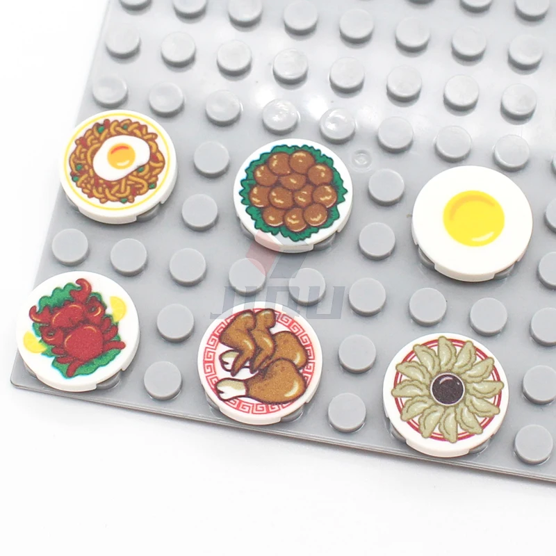 Mini Food Kitchen Accessories Toys Building Blocks Parts Hamburger Pizza Fries Cake Dessert Chocolate Cookies MOC Assemble Brick 6