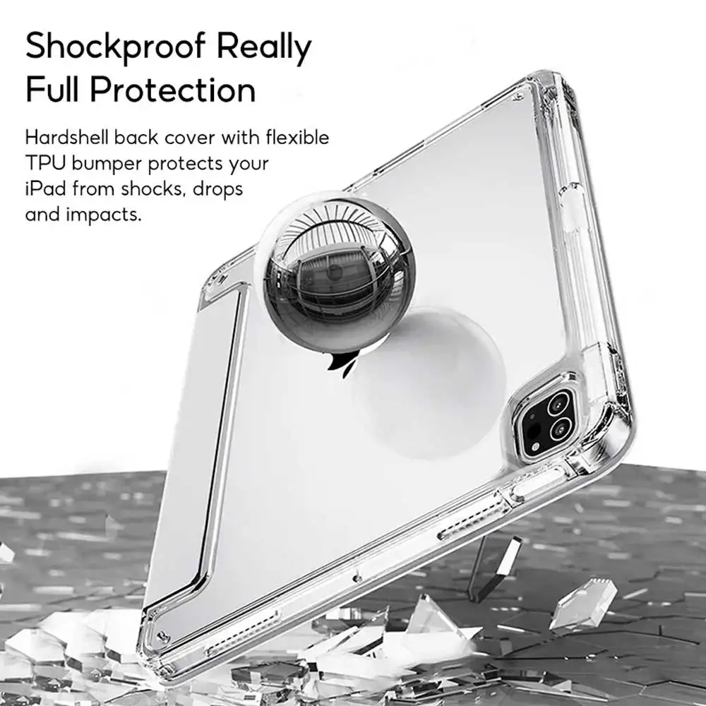 Sleek Transparent iPad Case with Pencil Holder