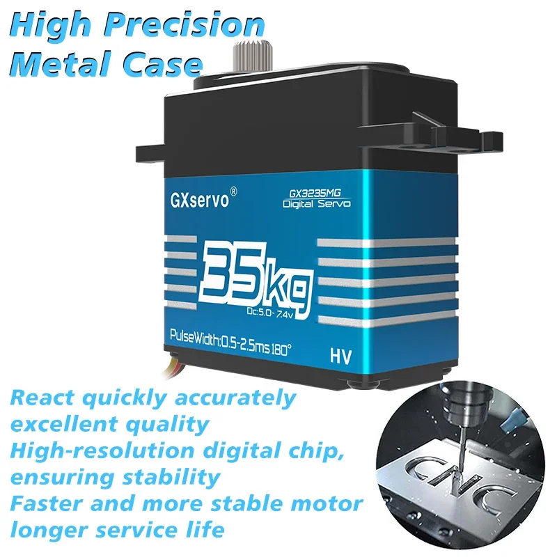 Servomoteur 35kg Métal Gear 360° 270° 180° pour Voiture RC, Robot, Bateau