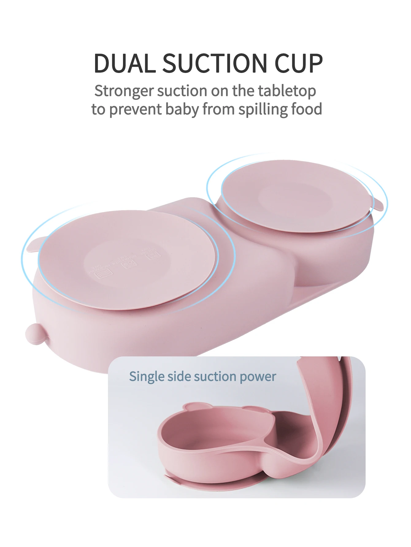 Baby Silicone Suction Cup Bowl Cute Bear Design Macaron Color 100% Food Grade Silicone BPA Free Double plate design for meals 3