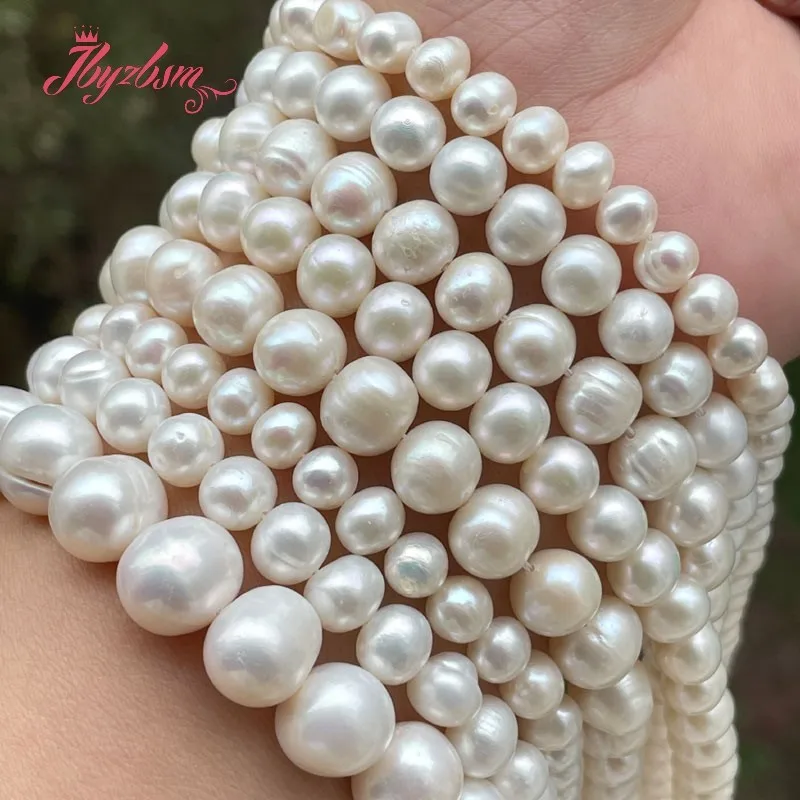 6-7,7-8,8-9mm Nearround White Freshwater Pearl Bead High Grade Natural Stone Beads For DIY Bracelets Necklace Jewelry Making 15