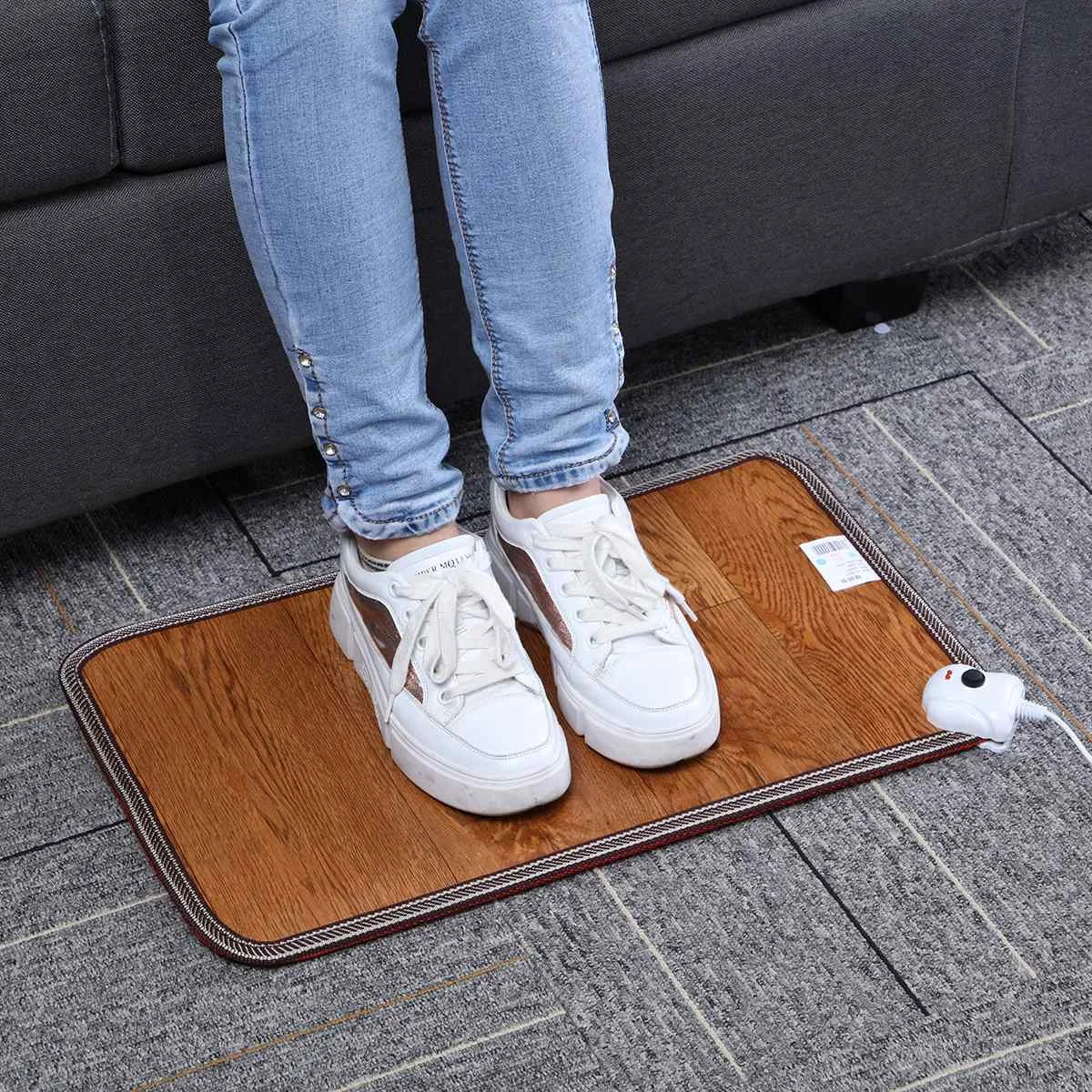 

60W Leather Heating Foot Mat 3 Pattern Warmer Electric Heating Pads Feet Leg Warmer Carpet Thermostat Warming Tools Office Home