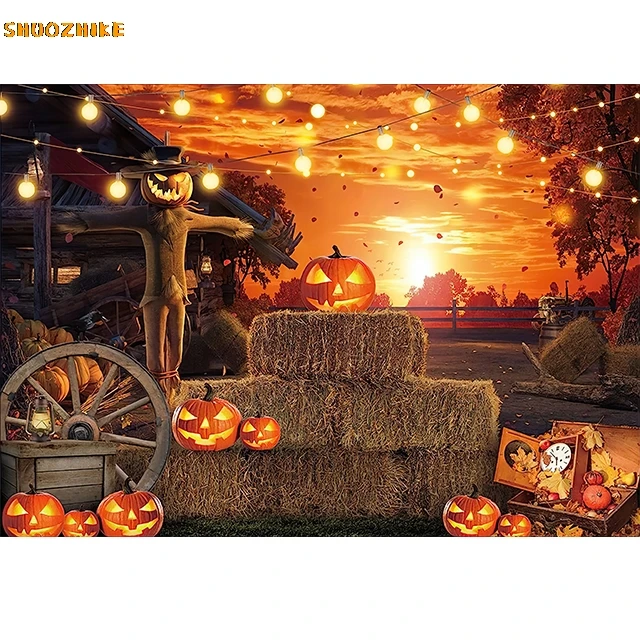 Allenjoy Halloween Hintergrund 2,4 X 1,8 M – Gruselige Kulisse Mit Kürbis, Mond & Spinnennetz