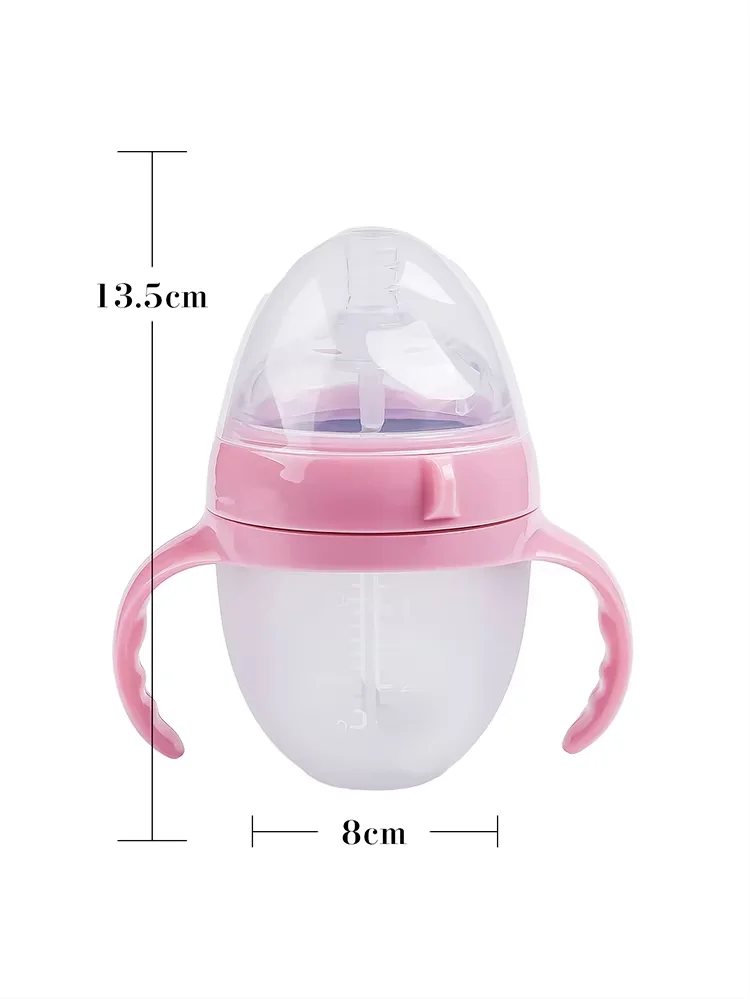 150ml Baby Silicone Milk Feeding Bottle Big Mouth Nipple Pacifier Bottle 5oz Anti Colic Wide Neck Soft Silicone with PP Handle