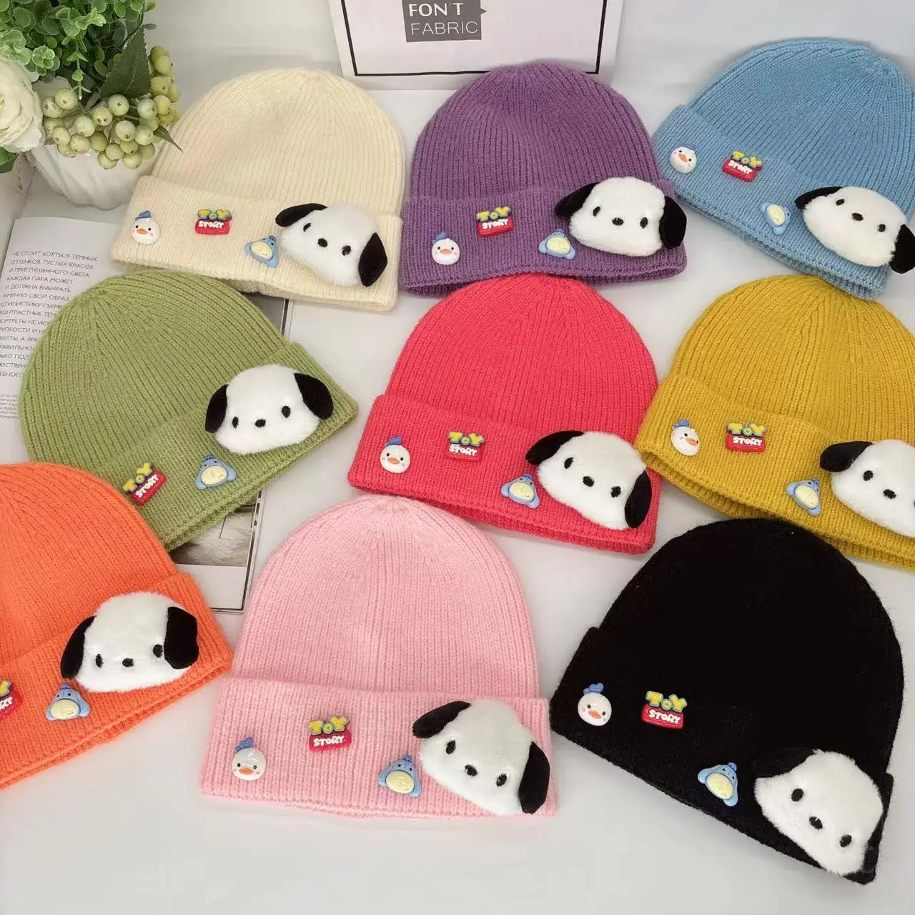 

Кавайная плюшевая детская шапка понравико Милая вязаная шапка в Корейском стиле с героями аниме Sanrio осенне-зимние теплые детские подарки