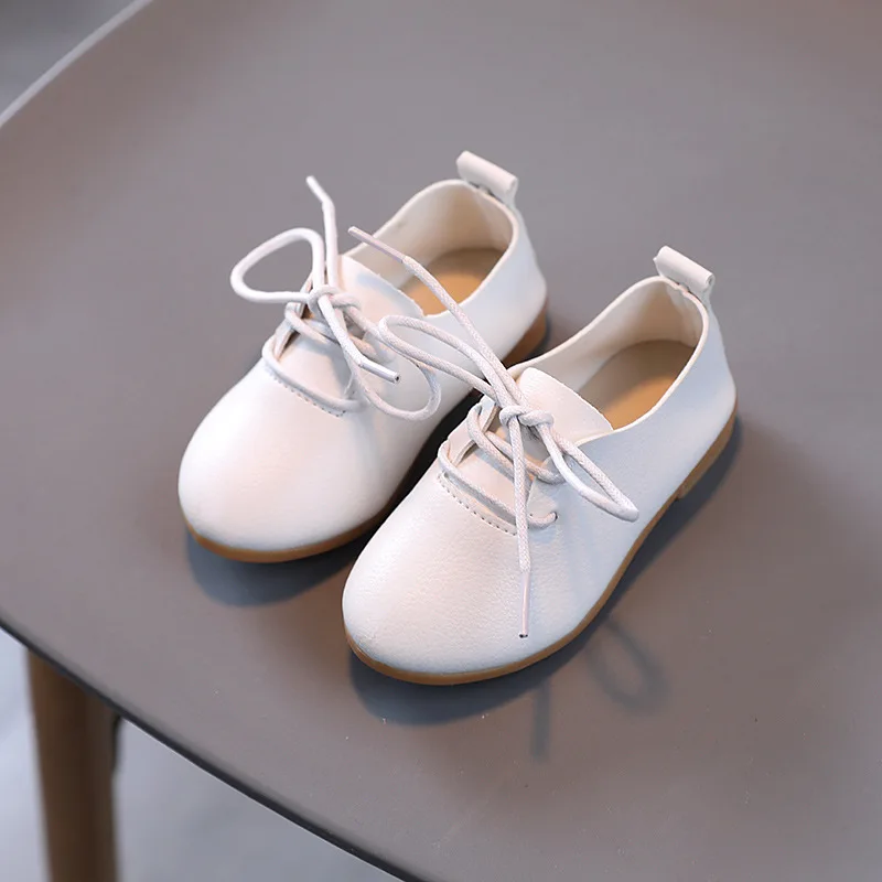 Girls Shoes Low Top Leather Shoe Princess Shoe Autumn New British Lace Up Casual Boy Soft Skin Leather Shoes Kids
