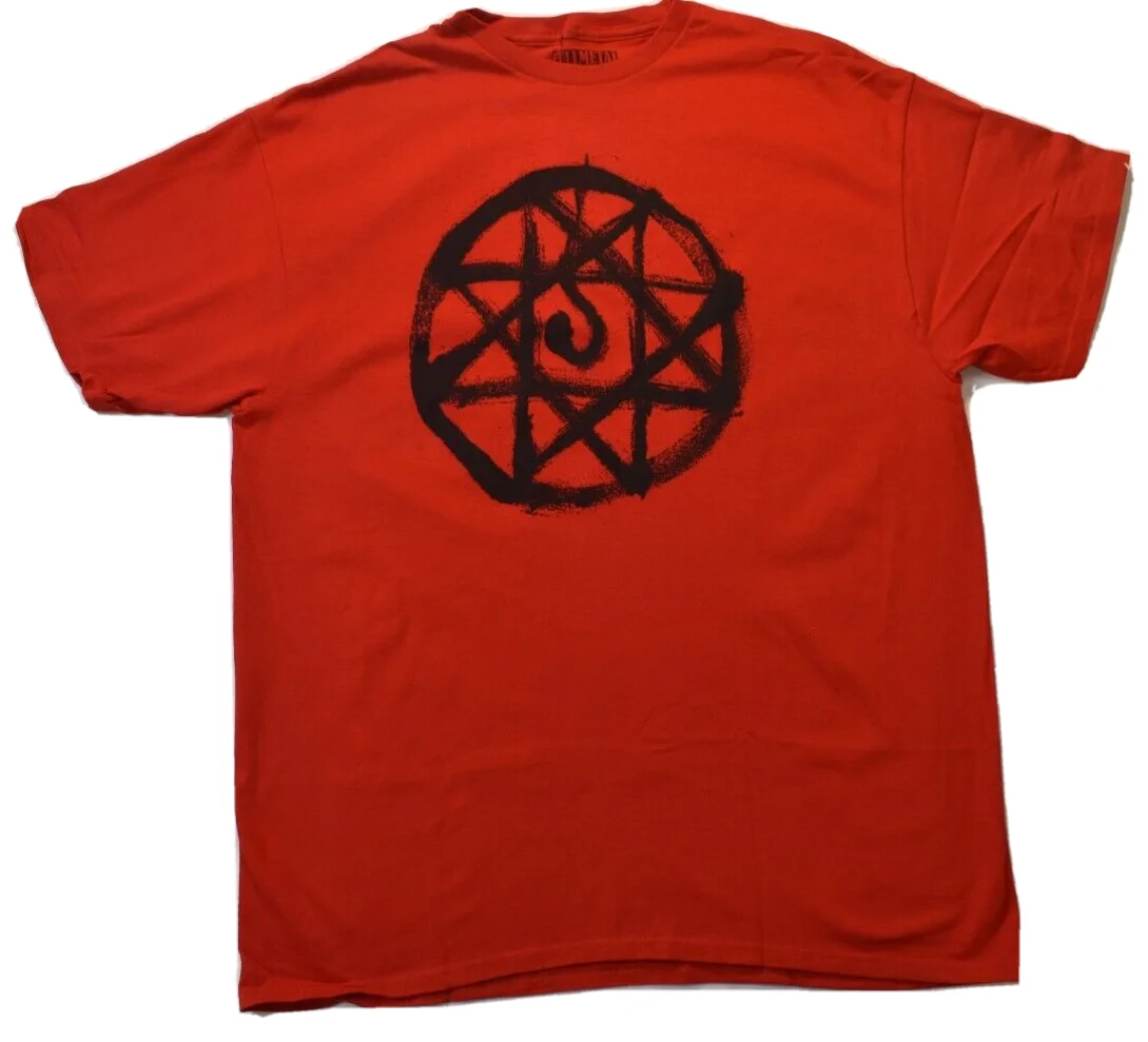 Fullmetal Alchemist Mens Bloodmark Blood Seal Symbol Manga Red Shirt New L