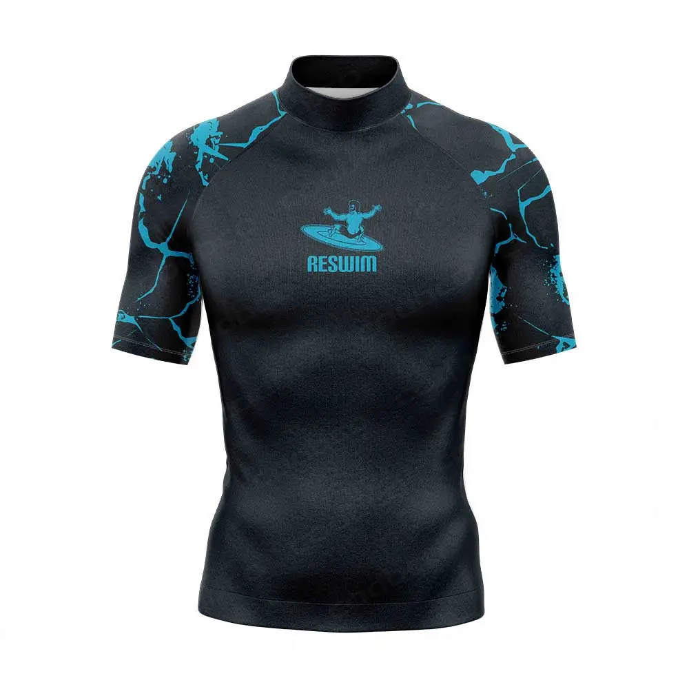 Summer Mens Rash Guard Swimwear Swimming T-shirt Beach UV Protection Short Sleeve Surfing Diving Swimsuit Surf Clothes Rashguard