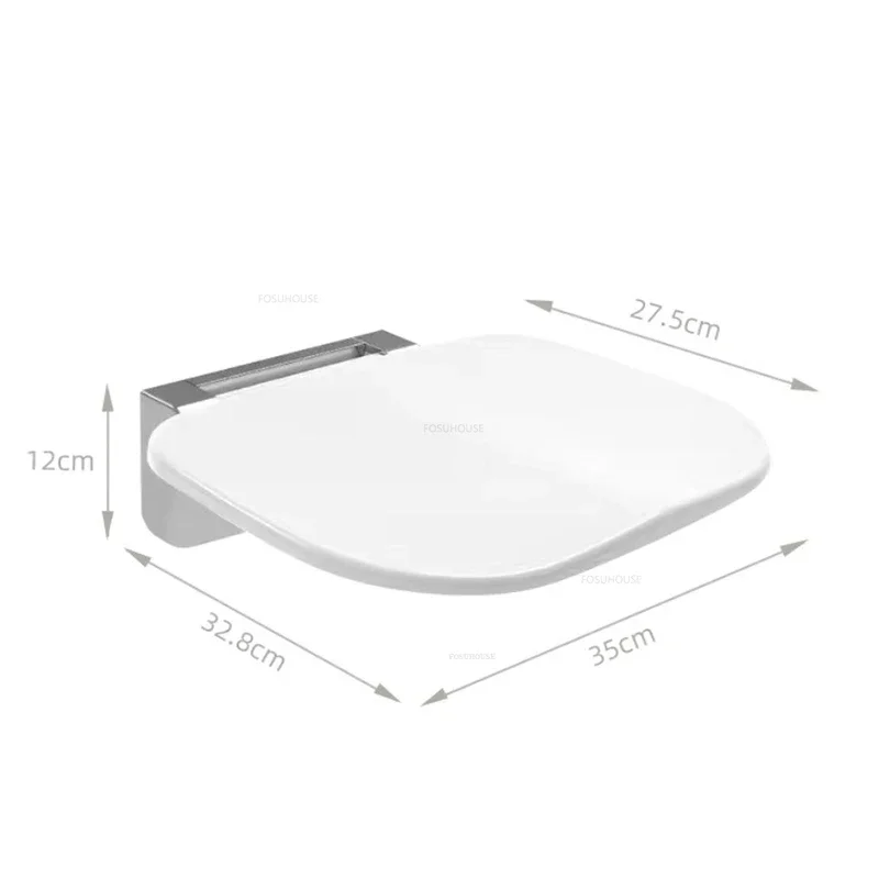 Folding Bath Chair Plastic Wall-mounted Shower Seats Home Barrier-free Toilet Bathroom Chair Nordic Porch Shoe Changing Stool L 6