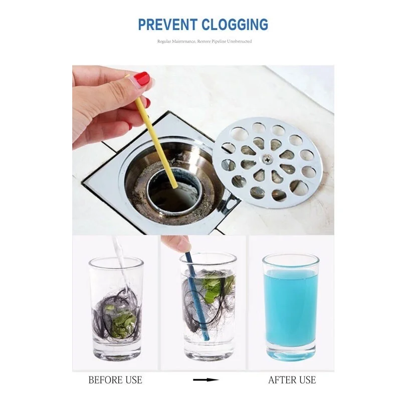 Drain Cleaner 12 PCS Sticks Pipe Deodorizer Drain Cleaning Sanitation Enzyme Rod
