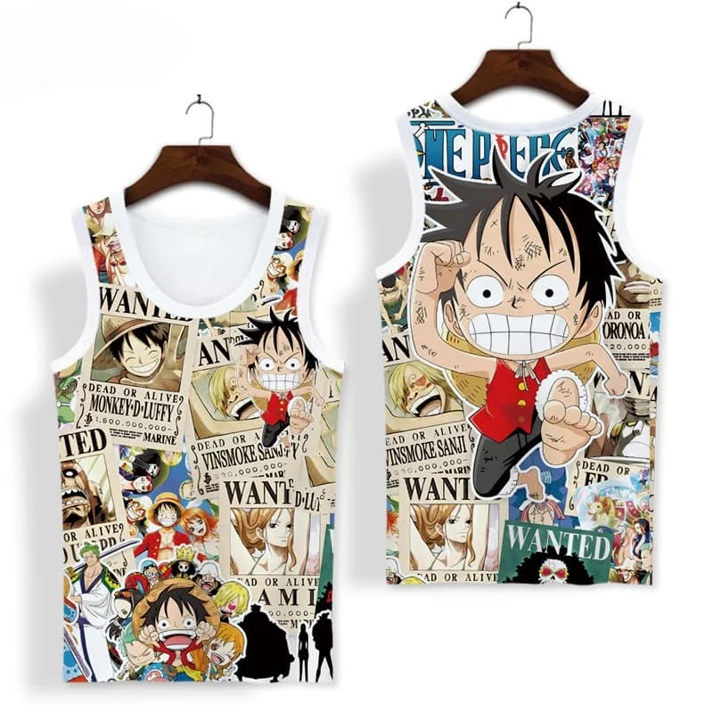 2026 Sommer Anime One Piece Trendige Charakter-Luffy Mode Lässige Ärmellose Weste für Erwachsene und Kinder Personalisierte Trendige Sportweste
