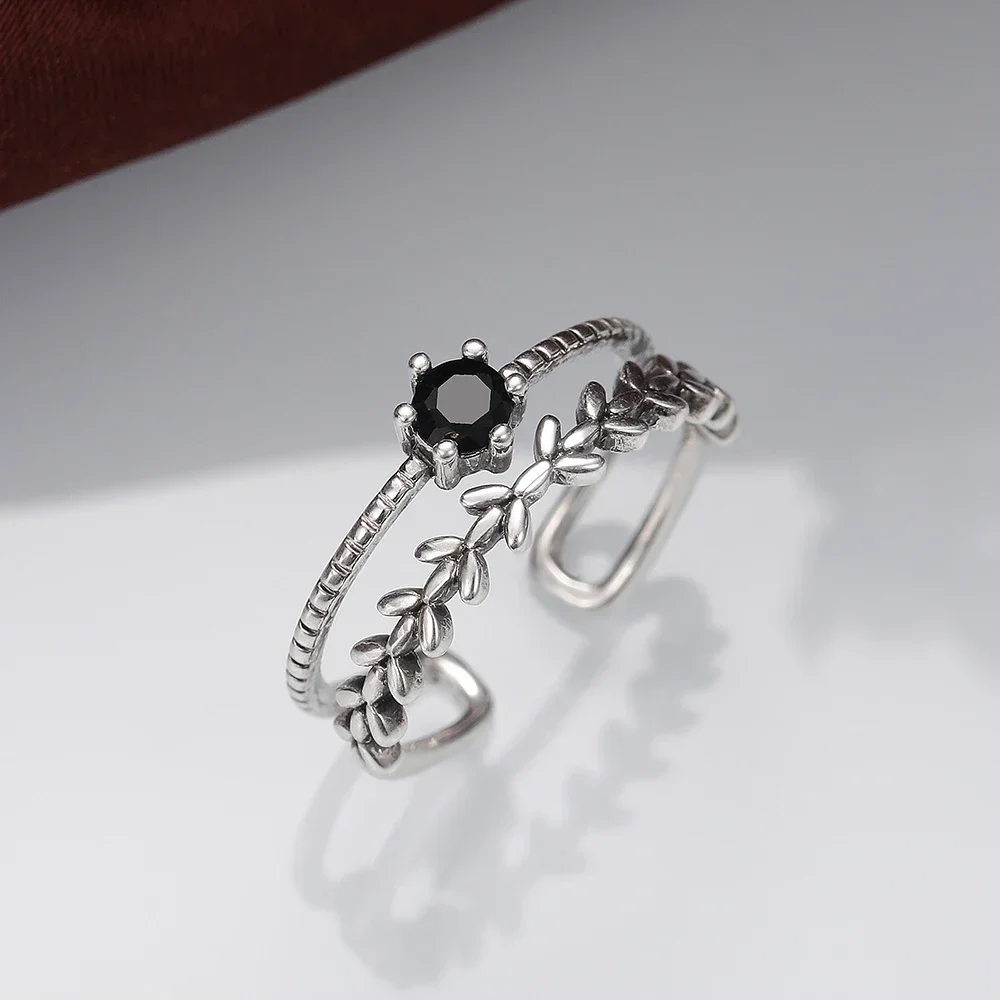 Women's Wedding Rings Adjustable Black Stone Two Line Opening jewelry rings,ring jewelry,wedding rings,finger rings,womens ring