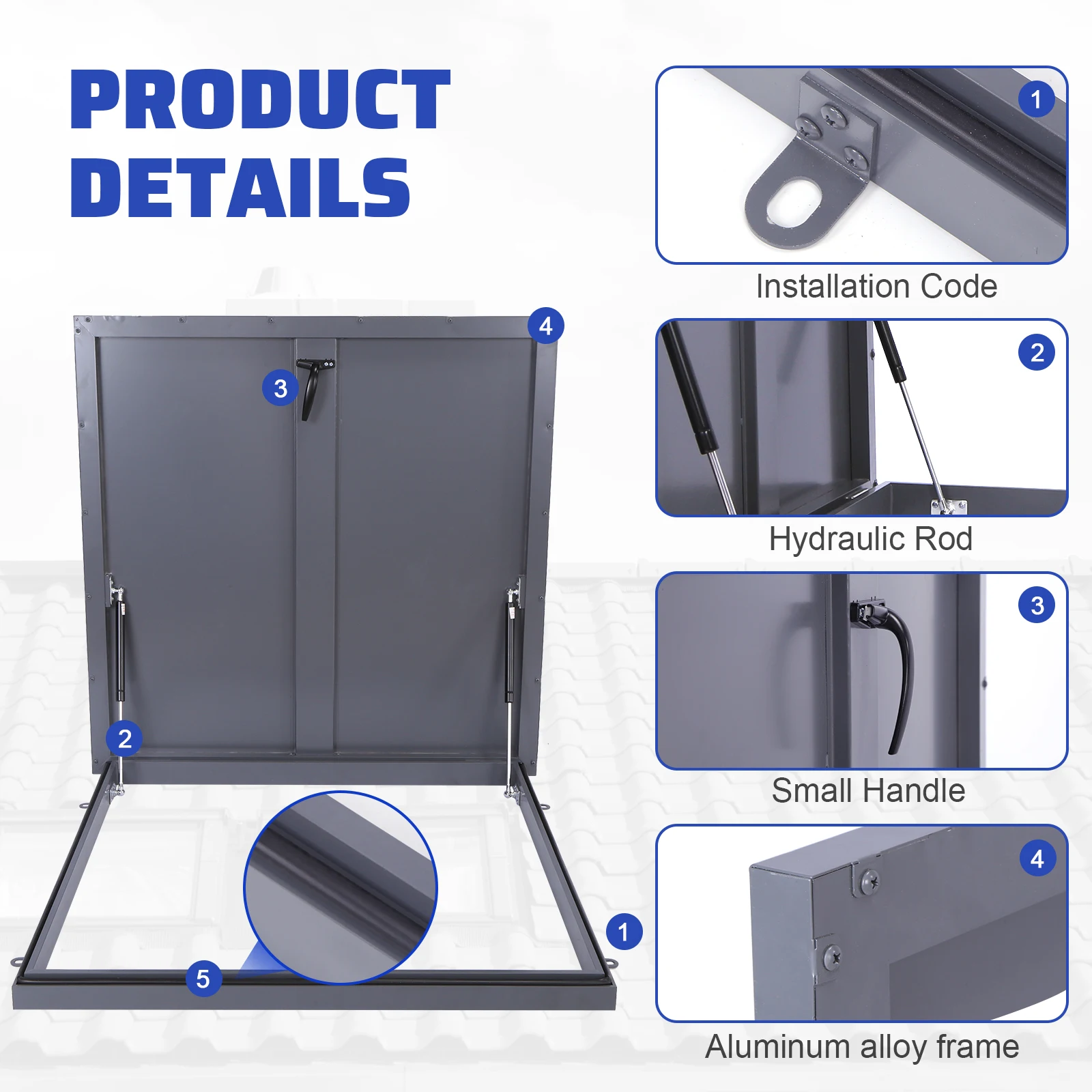 Roof Hatch Square Attic Skylights Roof Hatch Vent Access Door Galvanized Steel Roof Safety Door Suitable for Home Industry