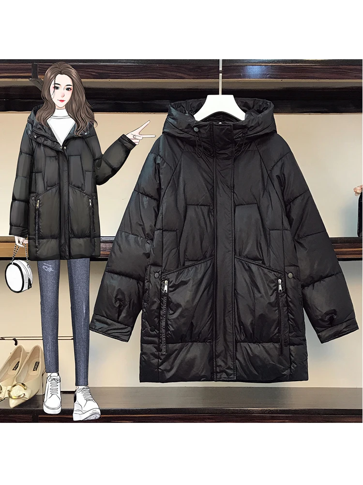 

Winter Hooded jacket Women Fashion Loose Thicken Casual Jackets Solid Simple Korean Stylish Warm Women Quilted Coat Outwear