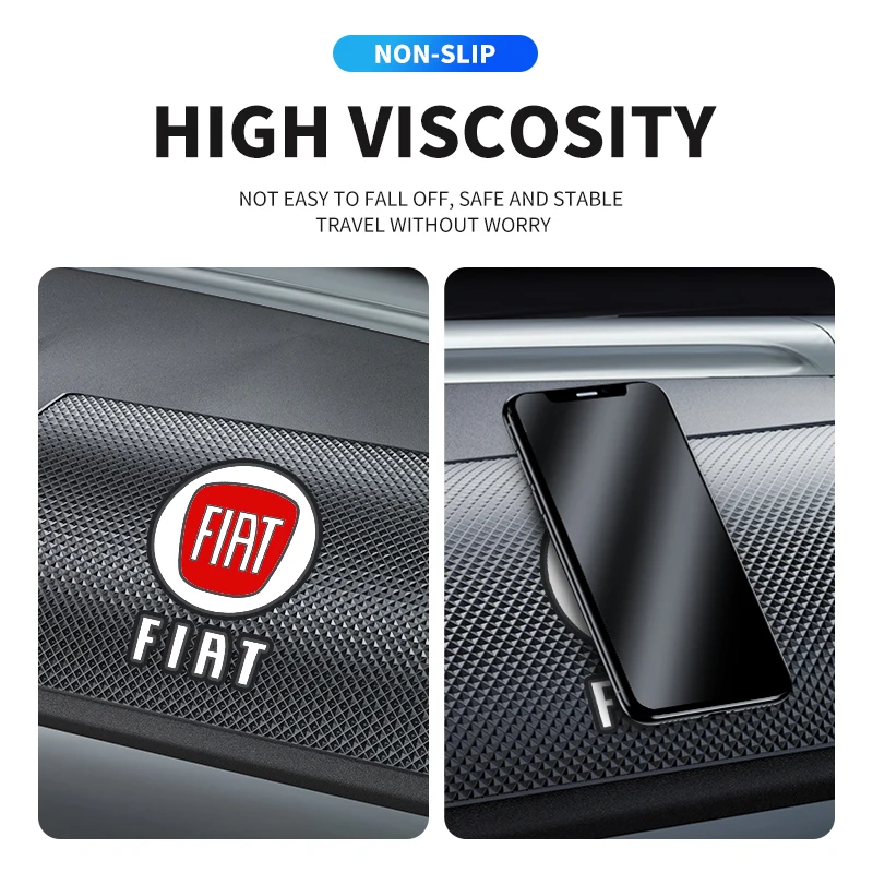 Car Silicone Non-Slip Mat Interior Console Emblem Badge Anti-Slip Pad For Fiat 500 Abarth Punto Bravo Stilo Panda Car Styling car non slip mat silicone anti skid pad
