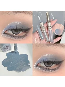 Heallor Haze Blue Liquid Eyeshadow Pen 2 In 1 Metallic Diamond Shiny Eye Liner Giltter Grey Shadow Cream Shimmer Brighten Cosmet - Thumbnail 8