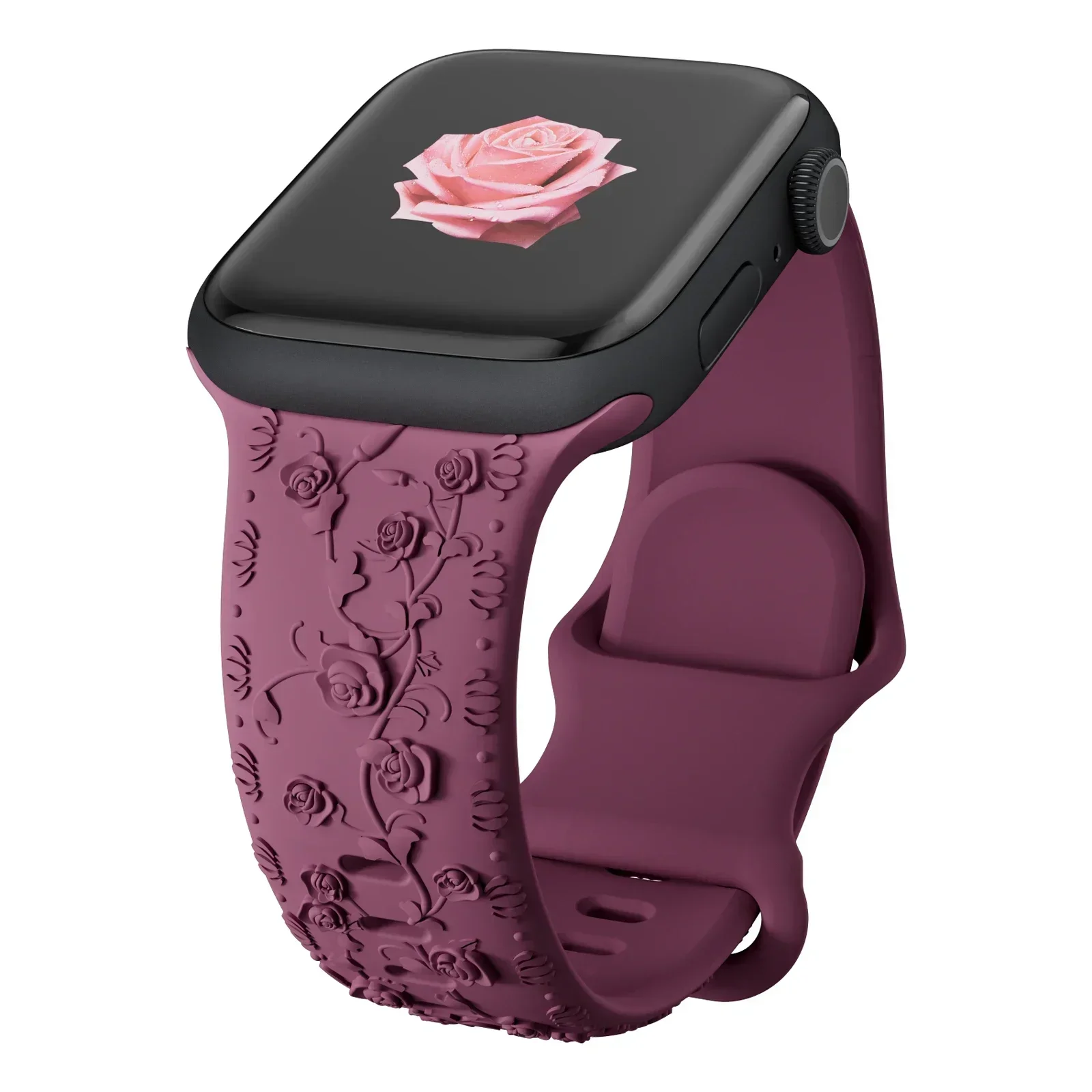 Floral Engraved Silicone Watch Band Bracelet