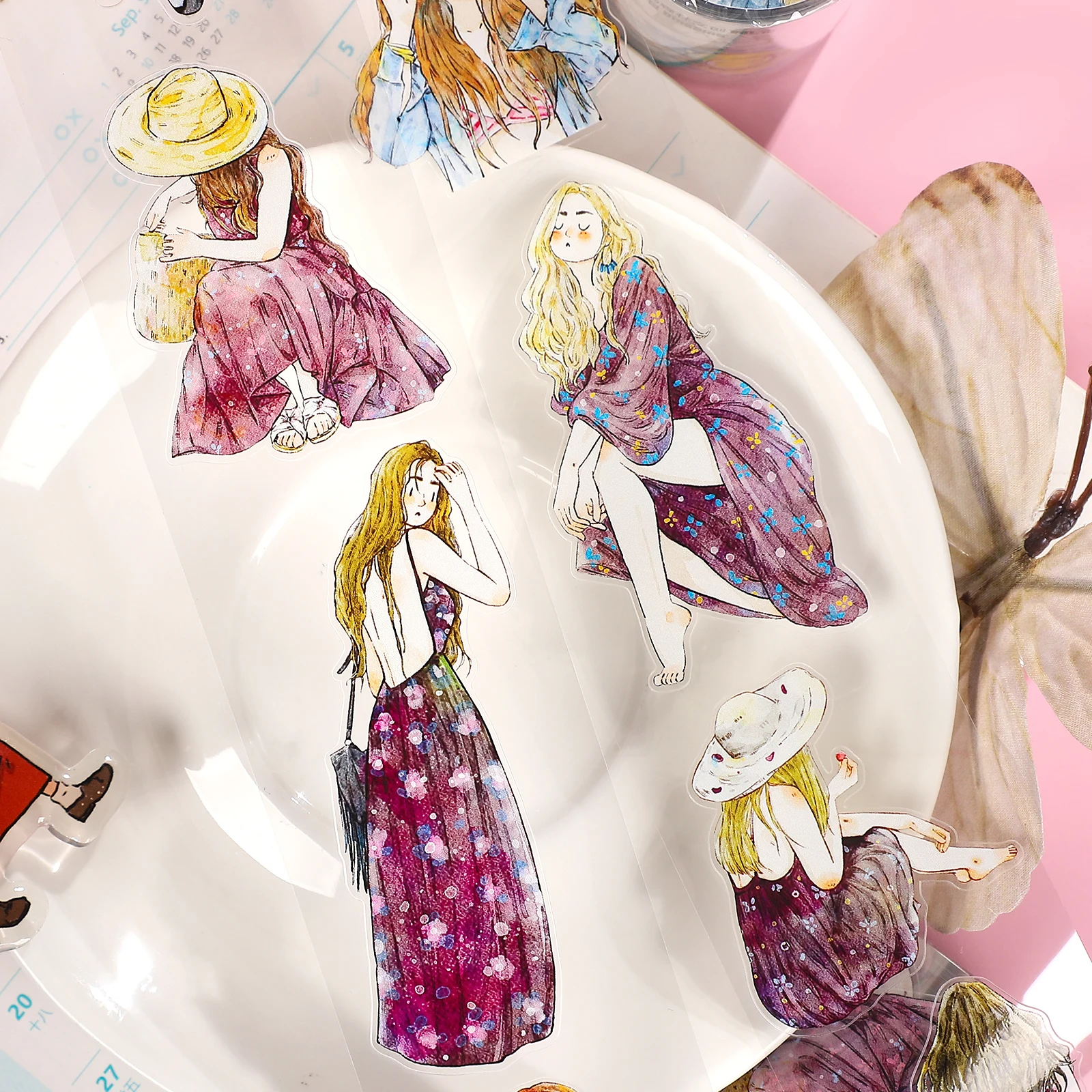 50mm * 1000cm 귀여운 휴일 소녀 캐릭터 풍경 애완 동물 테이프 크리 에이 티브 DIY 저널 재료 콜라주 스크랩북 편지지