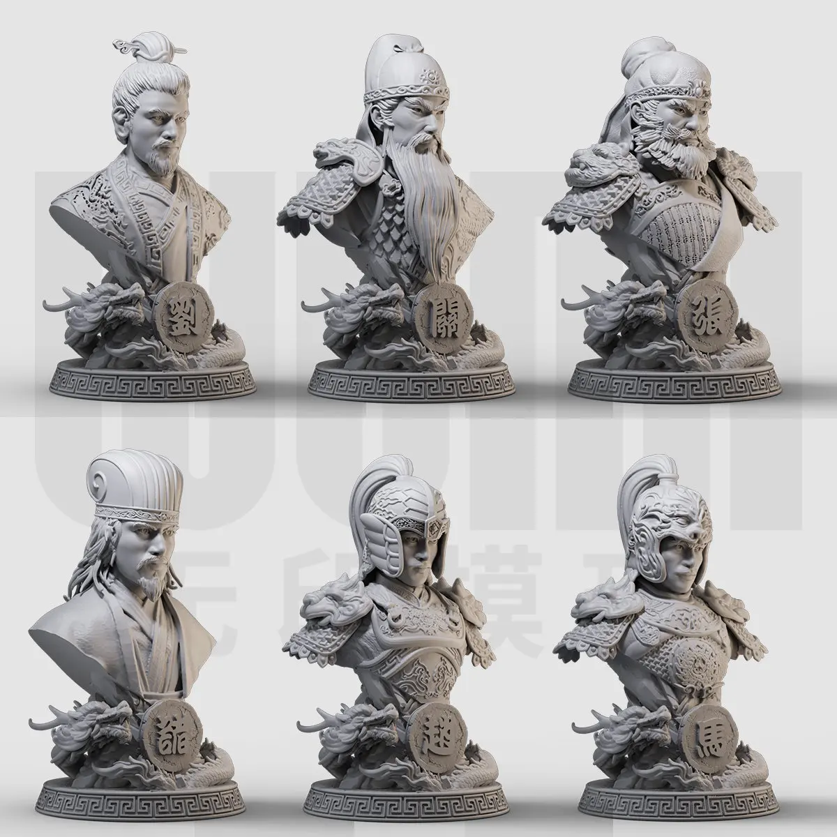 

1/10 bust 135 Guan Yu ,Liu Bei, Zhang Fei, Zhuge Liang, Zhao Yun, Ma Chao, Three Kingdoms resin white mold, GK figure model