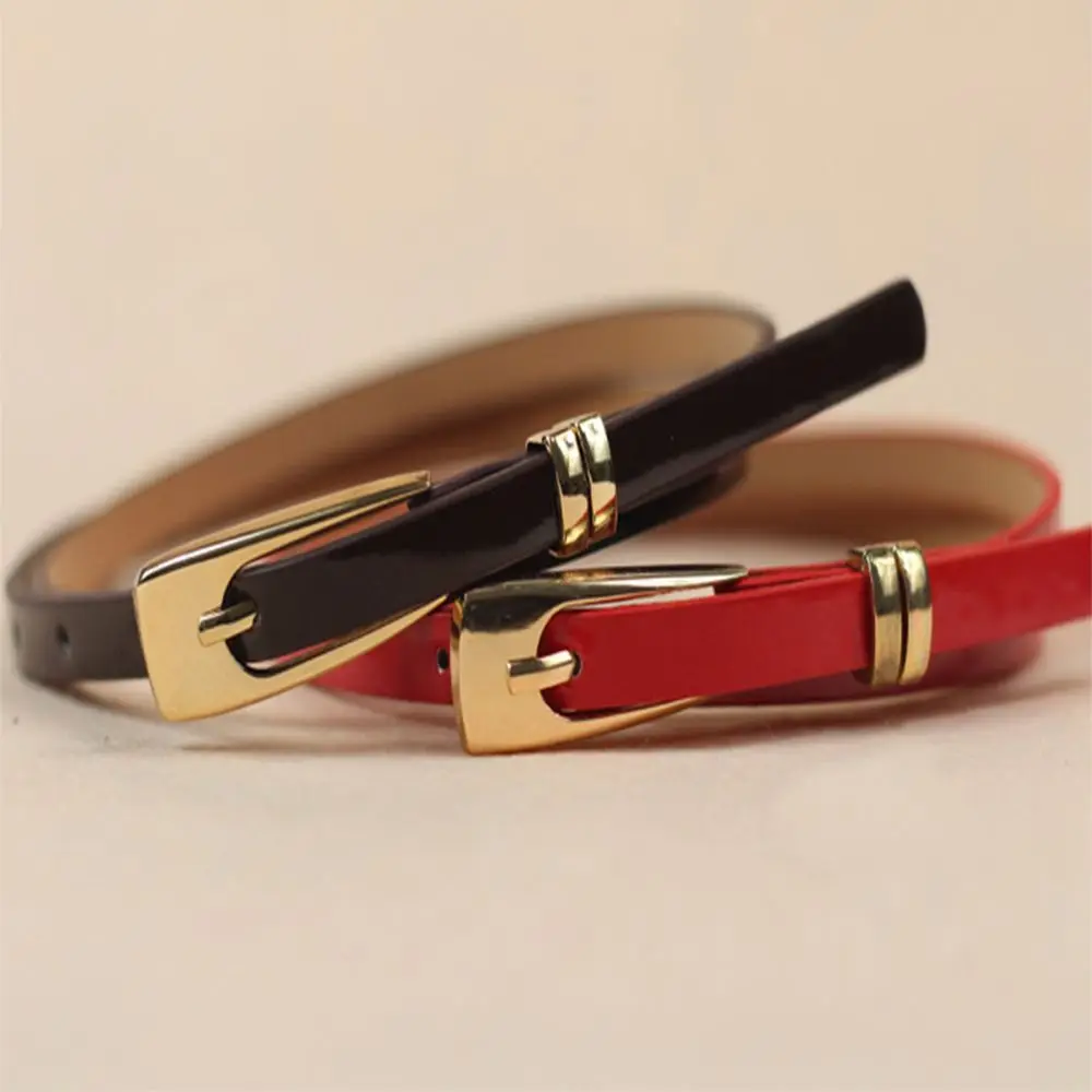 Fashionable PU Leather Narrow Belt with Multicolor Decoration