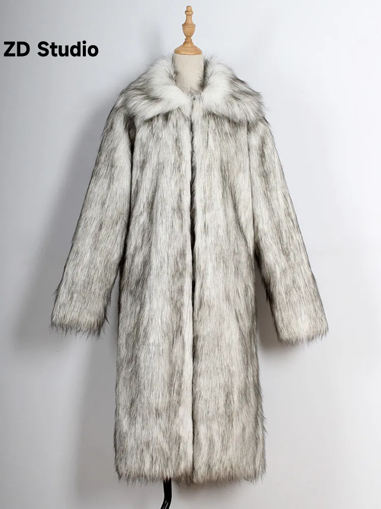 

[ZD Studio] Fashionable Long Lapel Women's Fox Fur Coat 2023