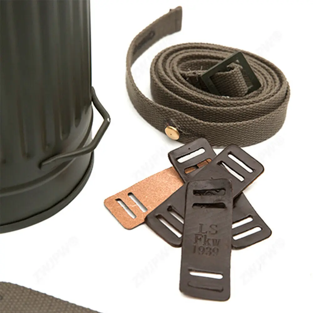 . WWII Gas Mask Cans With Leather Protectors Military War Reenactments
