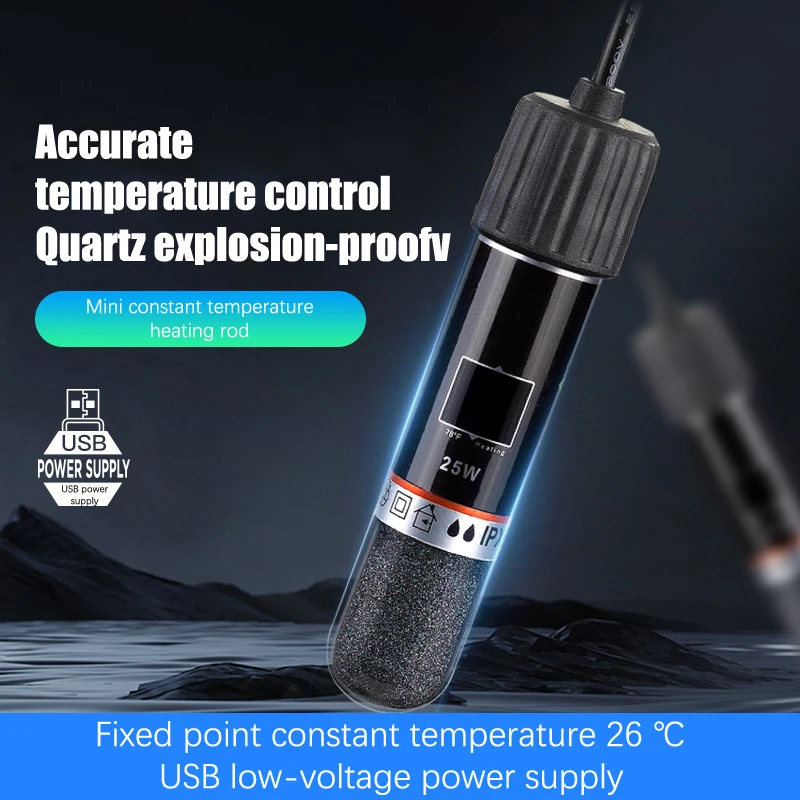 USB Mini Aquarium Heating Rod for Small Fish Tank 26&deg;C Constant Temperature Aquarium Heater Submersible Thermostat Heater 10W aquarium heater rod