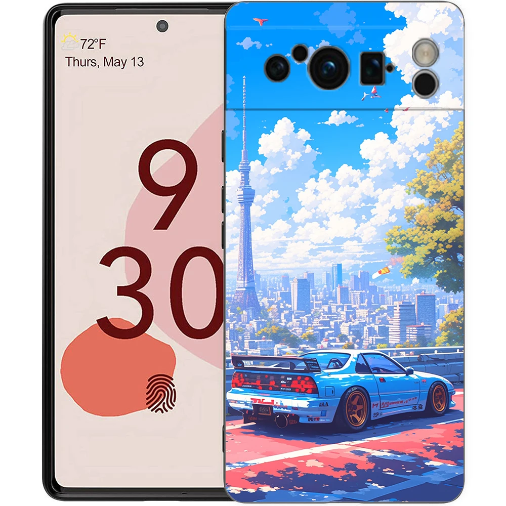 Tokyo Drift Sports Car Phone Case - Shockproof Soft Black TPU Shell