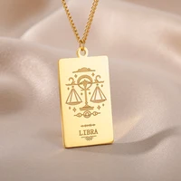 Stainless Steel Zodiac Sign Necklace For Women Vintage Constellation Libra Pendant Chain Collar Aesthetic Jewelry Free Shipping - Image 3