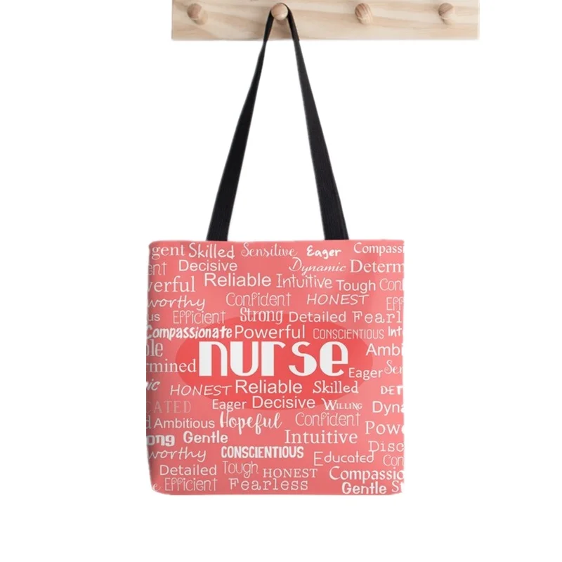 Women Shopper bag Floral Nursing blue Stethoscopes heart beat nurse Bag Harajuku Shopping Bag girl handbag Shoulder Lady Bag