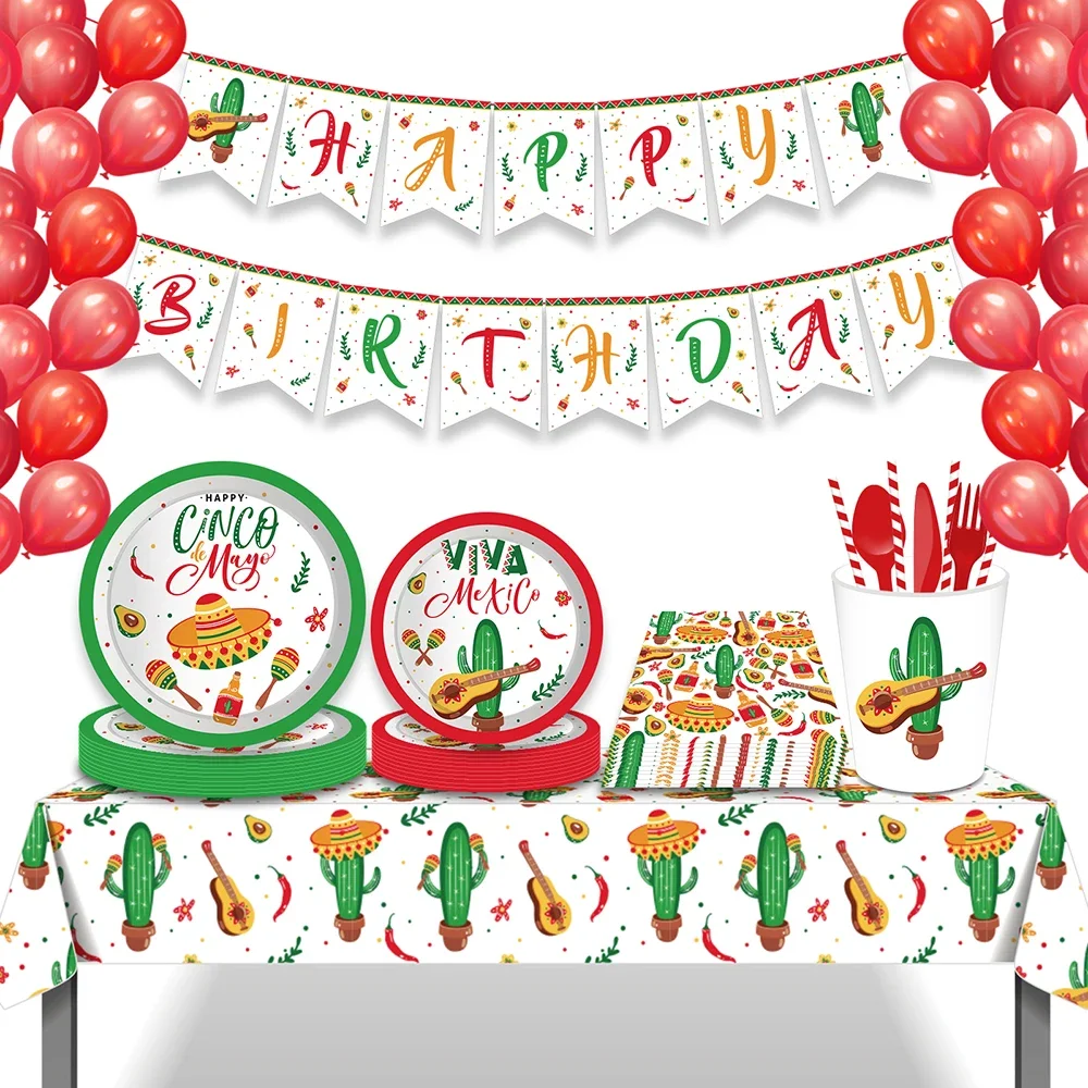 Cinco De Mayo Cactus Messicano Alpaca Party Paper Stoviglie Usa E Getta Setstablecovers Compleanno Baby Shower Decorazioni Per Feste